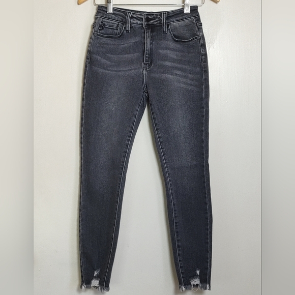 Kancan Women's Skinny Gray Frayed Hem Jeans - Picture 1 of 10